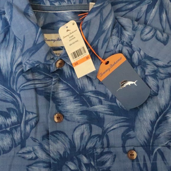 NWT Tommy Bahama Cayo Palms Blue Tropical Shirt Sm - Picture 4 of 4